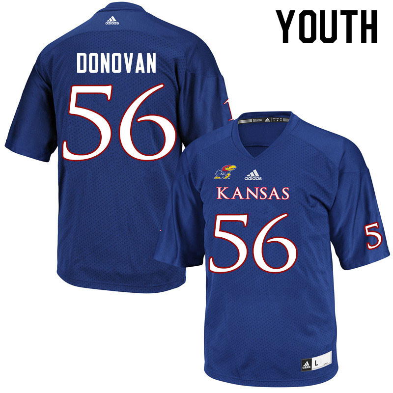 Youth #56 Josh Donovan Kansas Jayhawks College Football Jerseys Sale-Royal